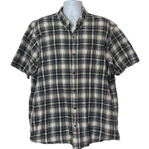 Hobbs Creek Shirt Mens 2XL Gray White Short Sleeve Plaid Button Down